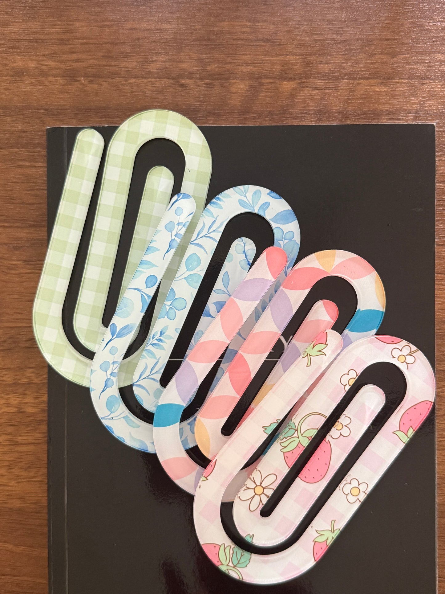 Blue Floral Jumbo Paper Clip/ Bookmark