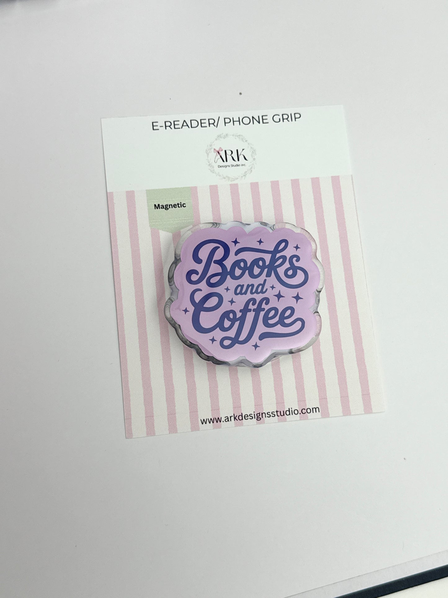 Books and coffee | Magnetic Phone & E-reader Grip | Snap-On | MagSafe Style