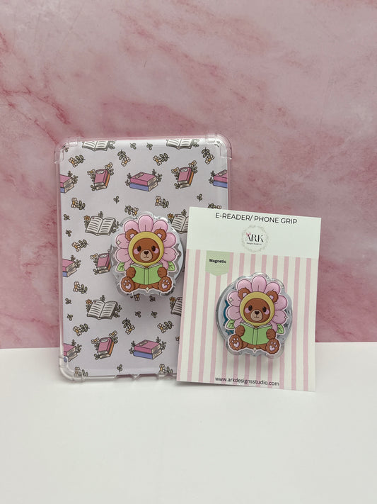 Bookish Bear | Magnetic Phone & E-reader Grip | Snap-On | MagSafe Style