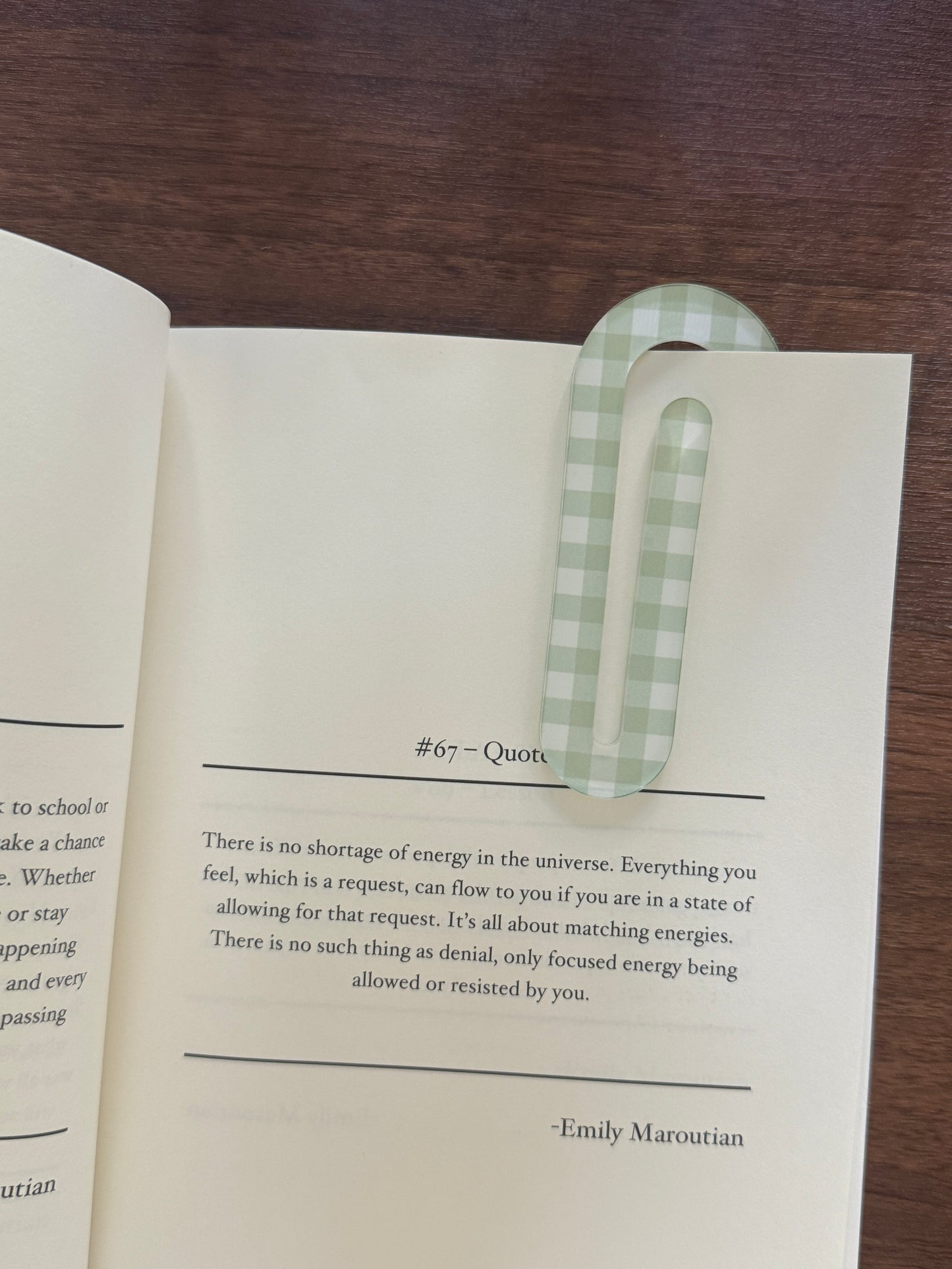 Green checkered Jumbo Paper Clip/ Bookmark