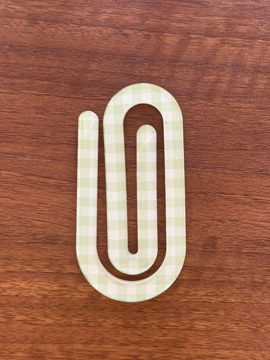 Green checkered Jumbo Paper Clip/ Bookmark