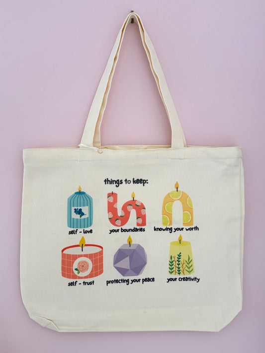 Self- Care | Canvas Tote with Zipper