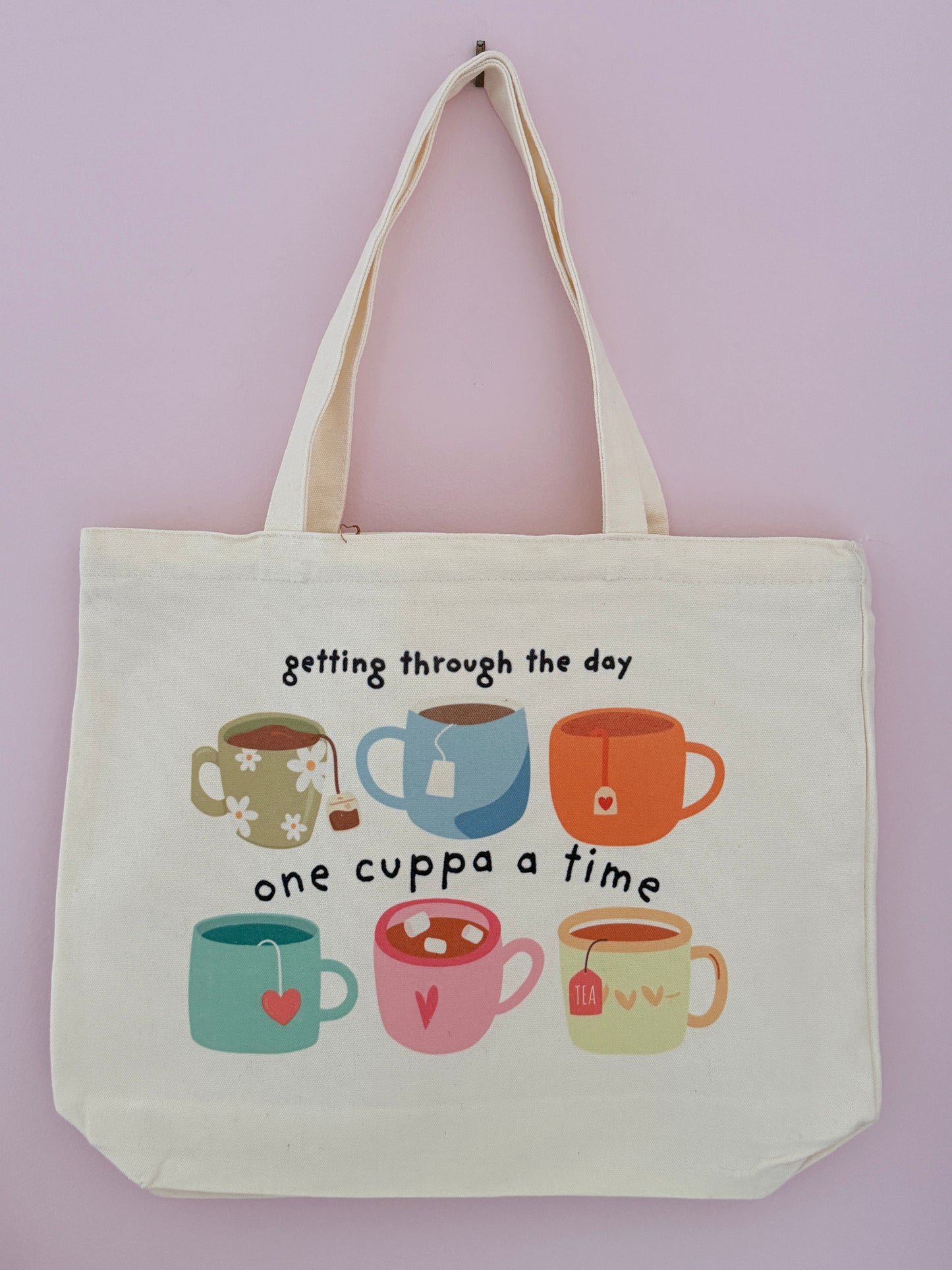 One Cuppa a Time | Canvas Tote with Zipper