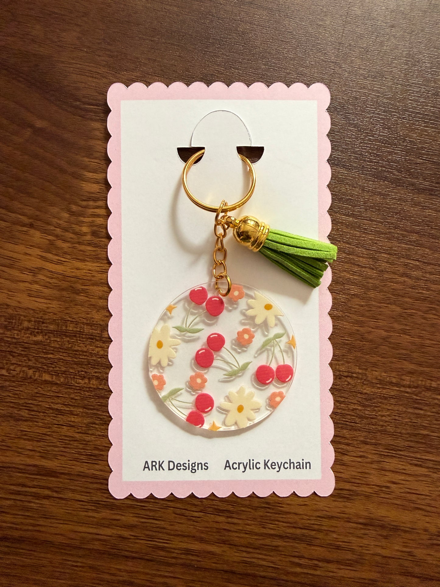 Acrylic Keychain with Tassel | Double-Sided UV DTF Design | Gold Hardware