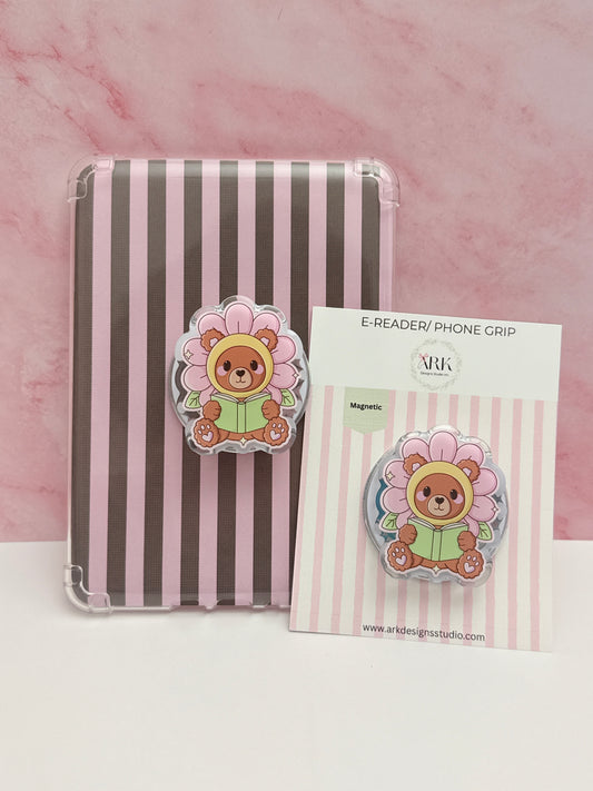 Bookish Bear | Magnetic Phone & E-reader Grip | Snap-On | MagSafe Style