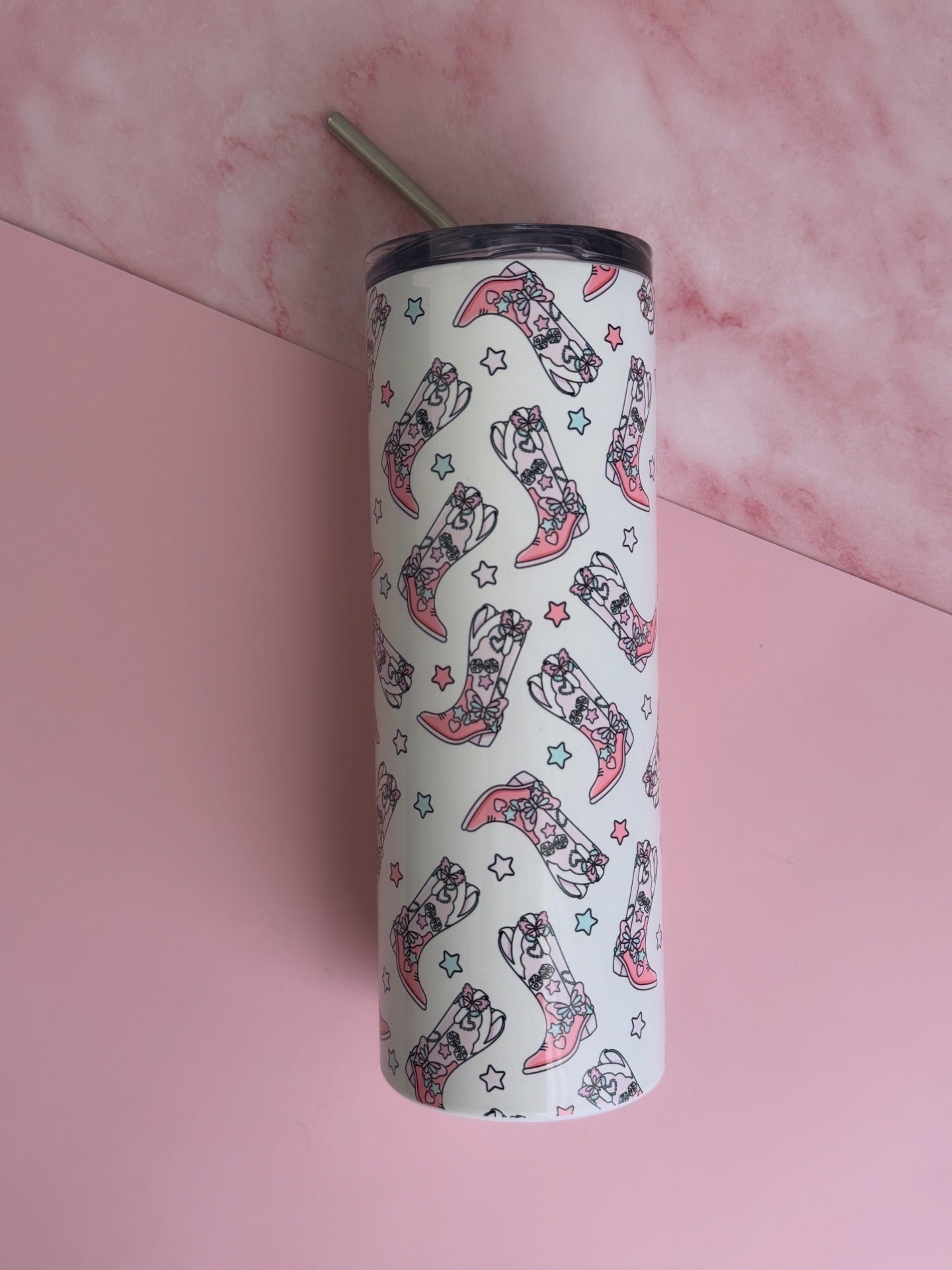 Giddy up, Buttercup Tumbler- 20oz stainless Steel Floral Insulated Cup with Lid & Straw