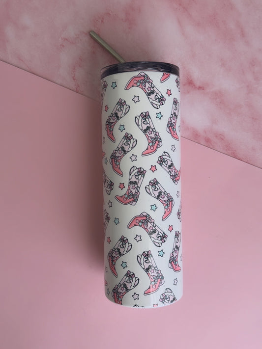 Giddy up, Buttercup Tumbler- 20oz stainless Steel Floral Insulated Cup with Lid & Straw