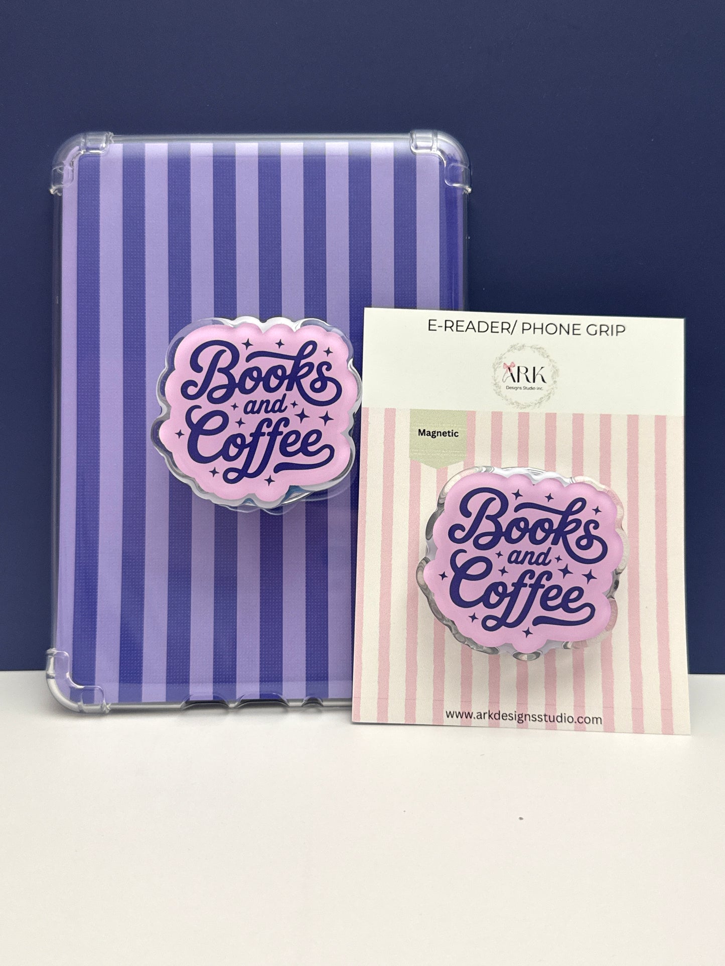 Books and coffee | Magnetic Phone & E-reader Grip | Snap-On | MagSafe Style