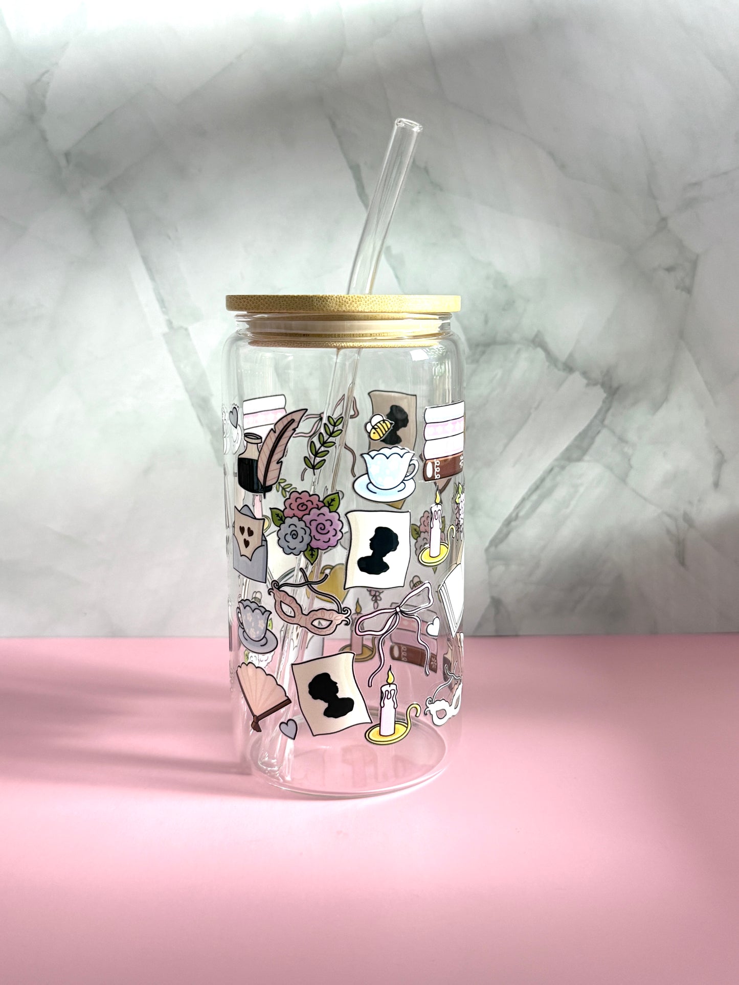 Regency love glass cup | 16oz glass cup