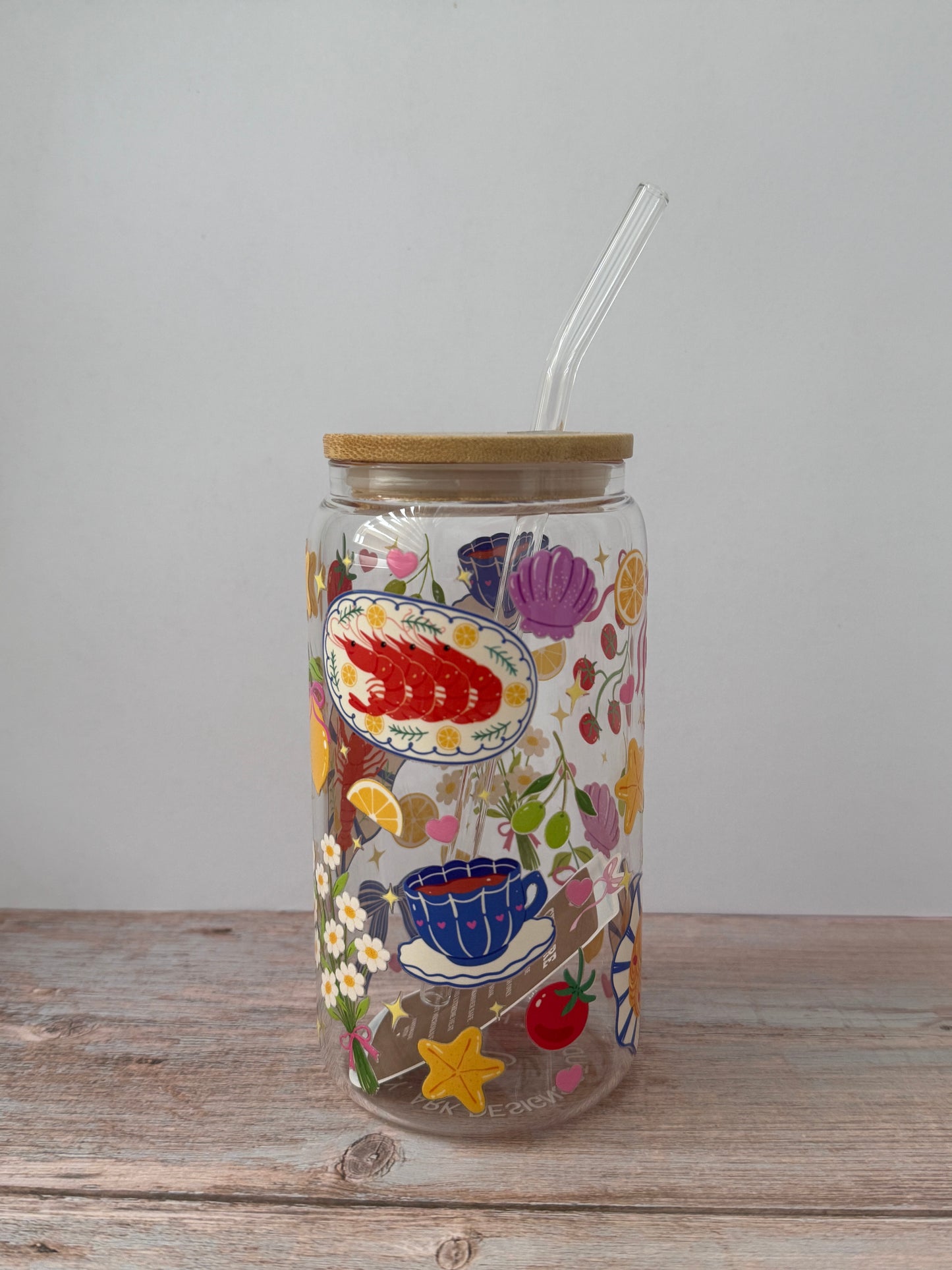 Italian Summers Glass Tumbler | 16oz glass cup