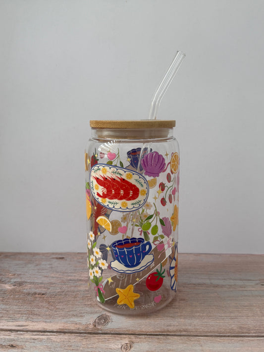 Italian Summers Glass Tumbler | 16oz glass cup