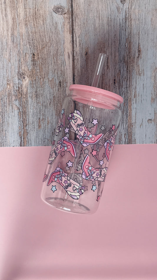 Cowgirl boots Glass Tumbler | 16oz glass cup