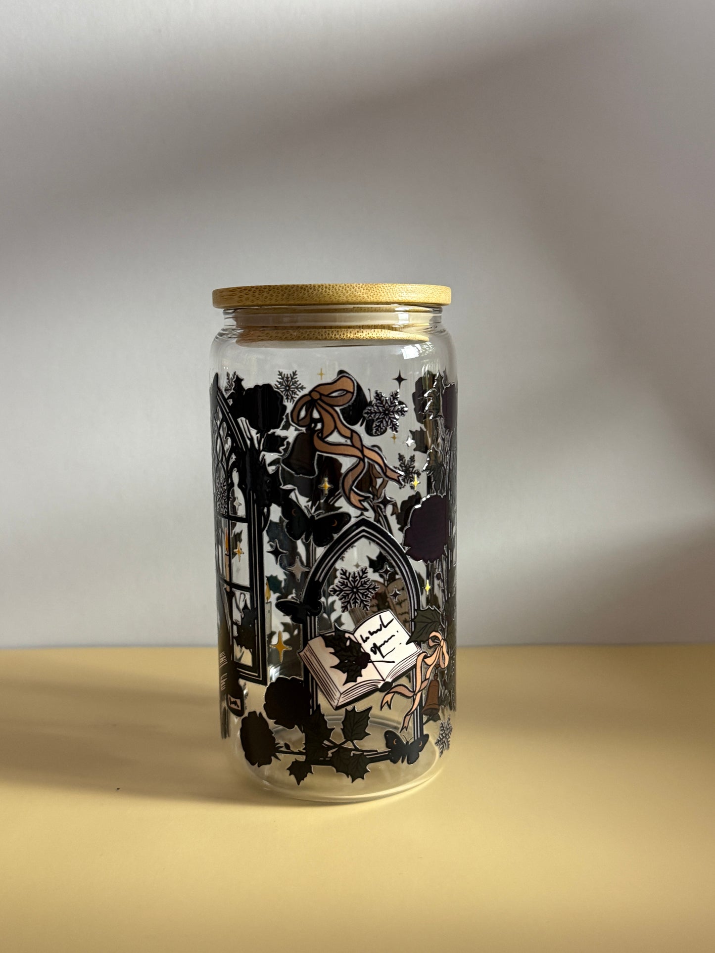 Dark academia glass cup | 16oz glass cup