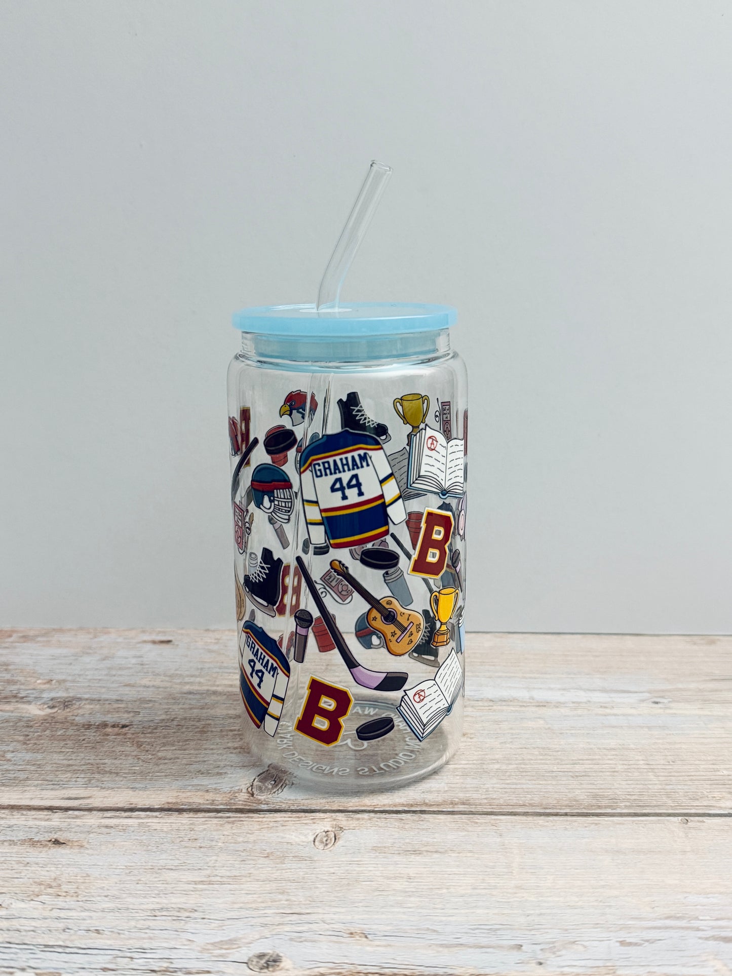 Campus Hockey Romance Glass Tumbler | 16oz glass cup