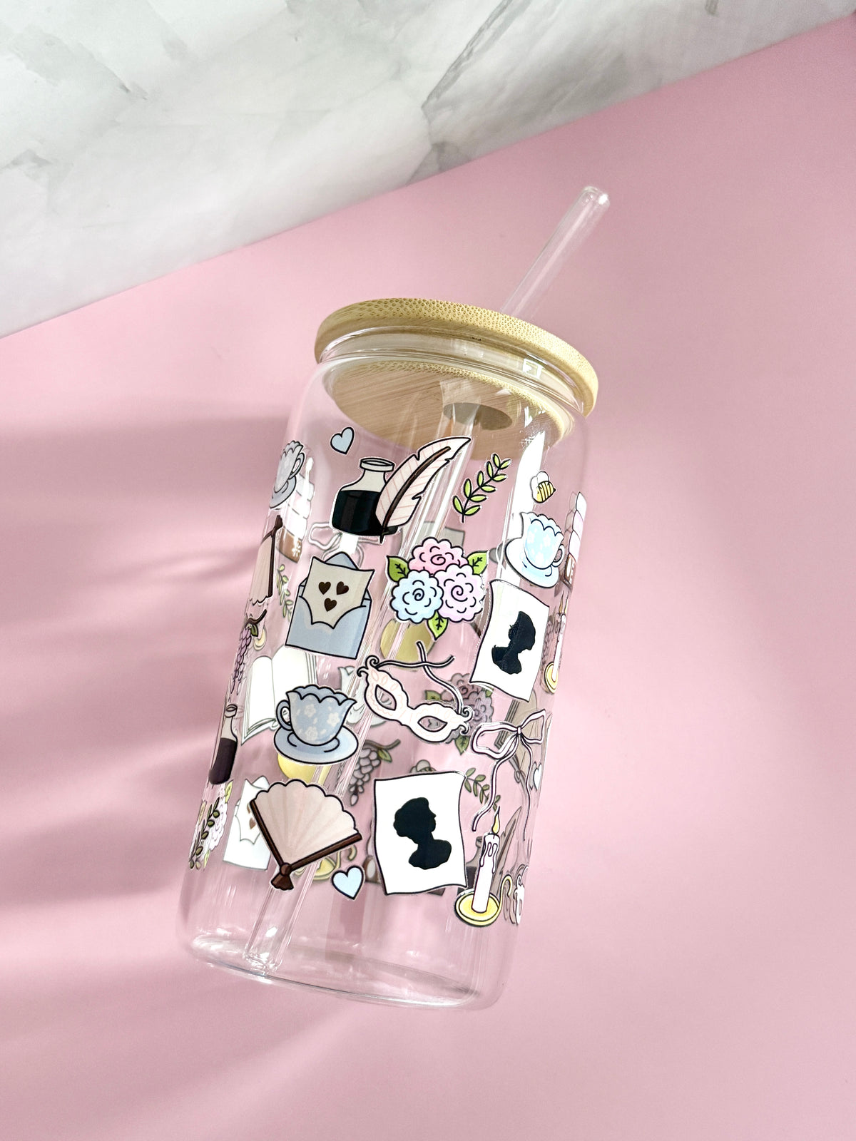 Regency love glass cup | 16oz glass cup
