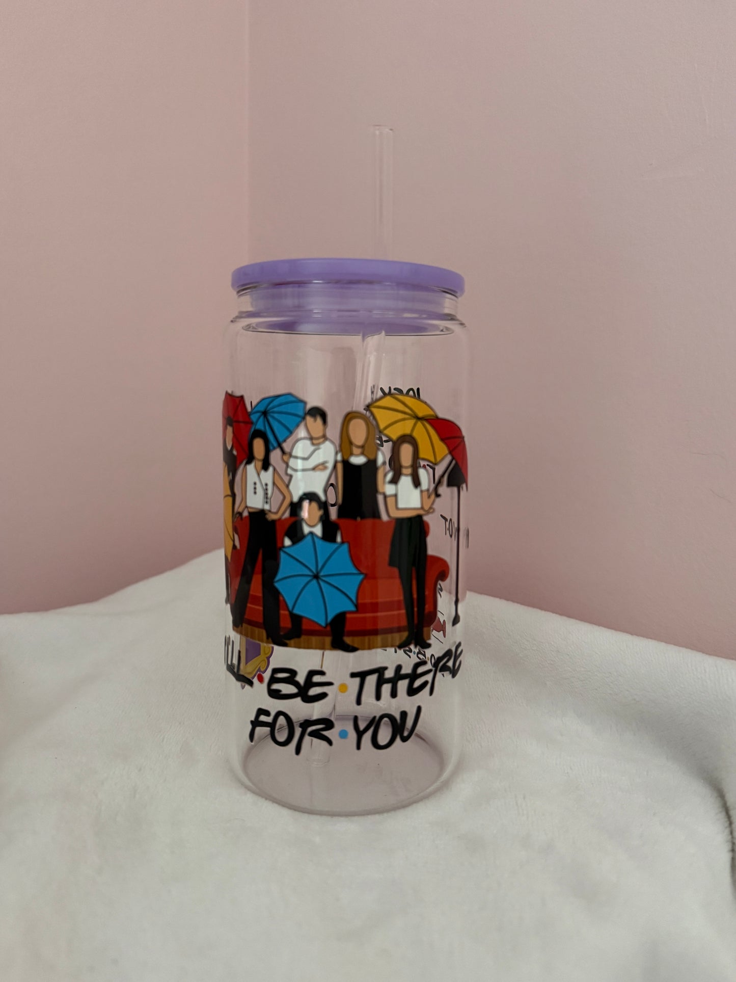 Friends - 16oz Tumbler with Plastic Lid & Glass Straw