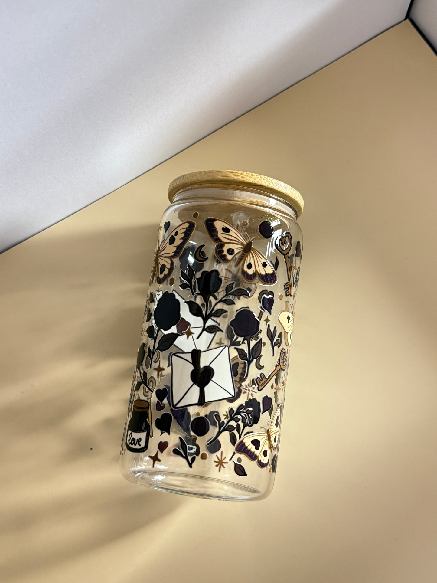 Mystery butterfly glass cup | 16oz glass cup