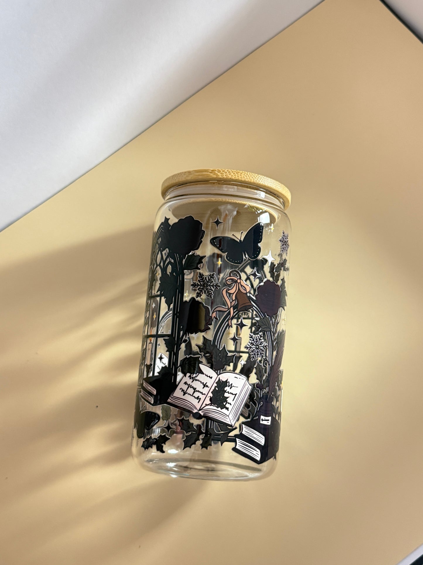 Dark academia glass cup | 16oz glass cup