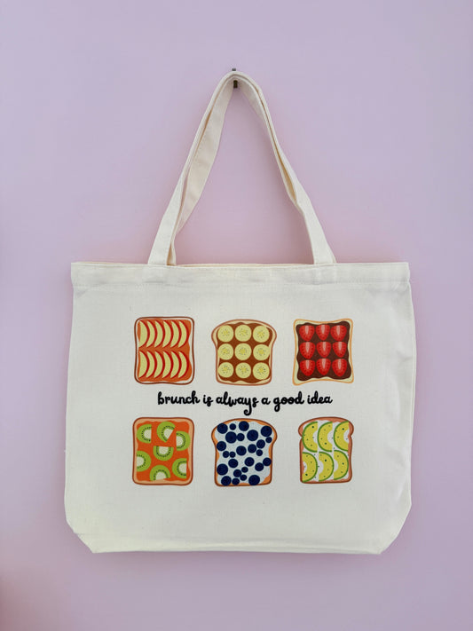 Brunch is always a good idea | Canvas Tote with Zipper