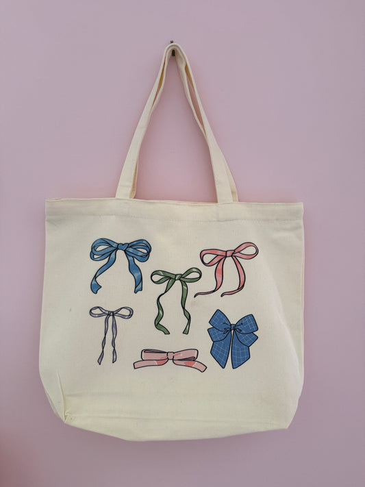 Bows | Canvas Tote with Zipper