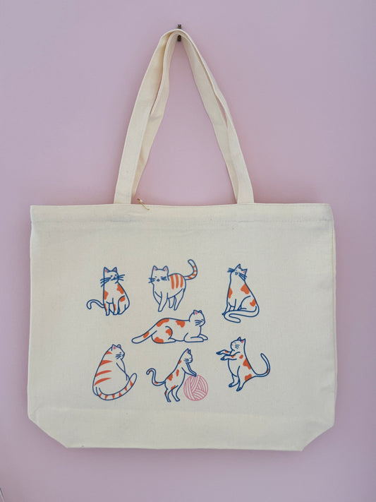 Cats on a Bag | Canvas Tote with Zipper