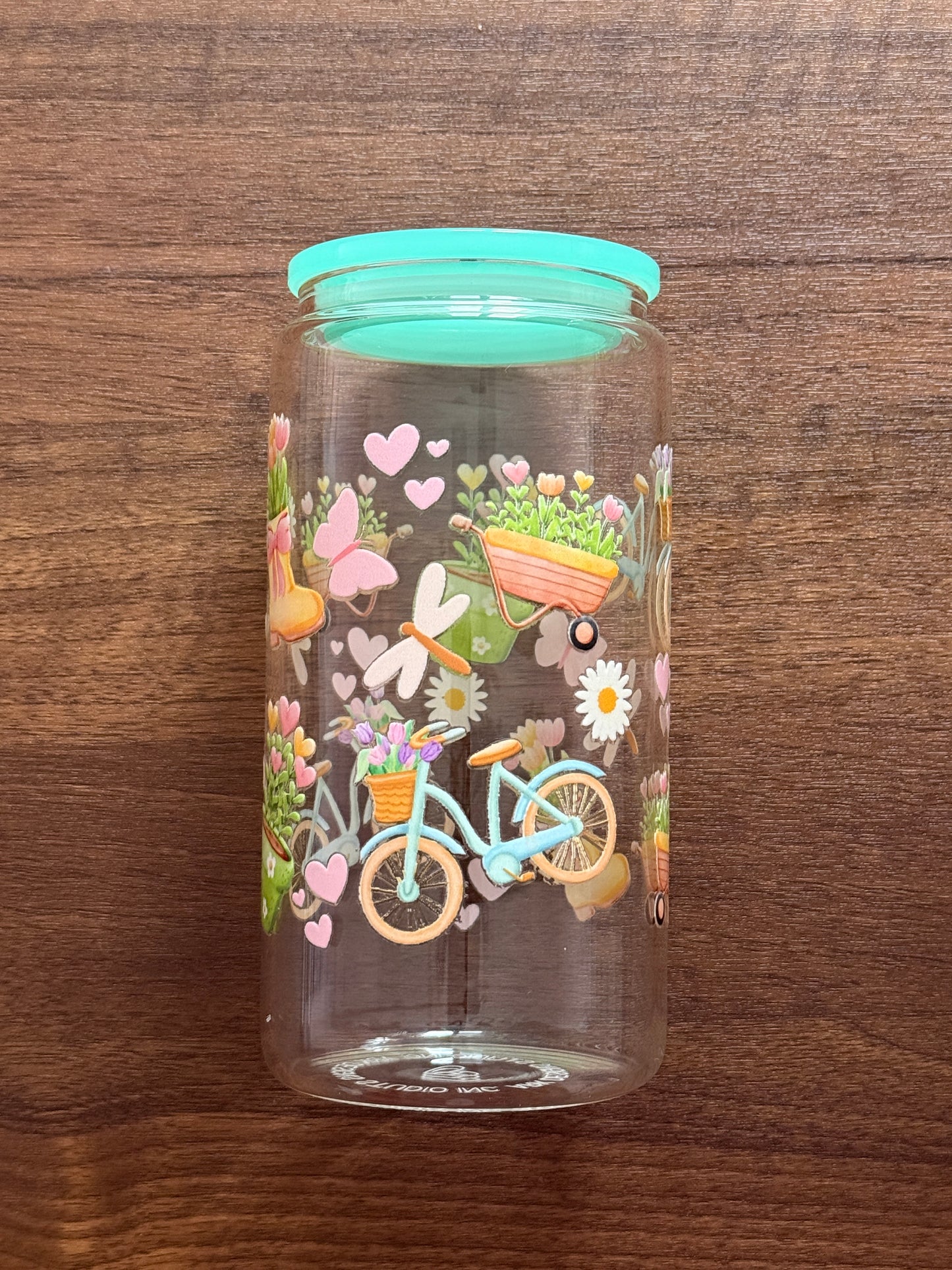 Spring Things | Glass Cup with Plastic/ Bamboo Lid & Glass Straw