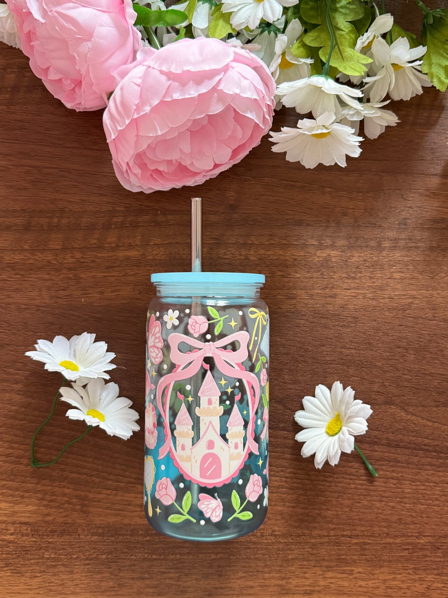 Magical Princess Cup | Plastic Cup with Plastic Lid & Stainless Steel & Plastic Straw