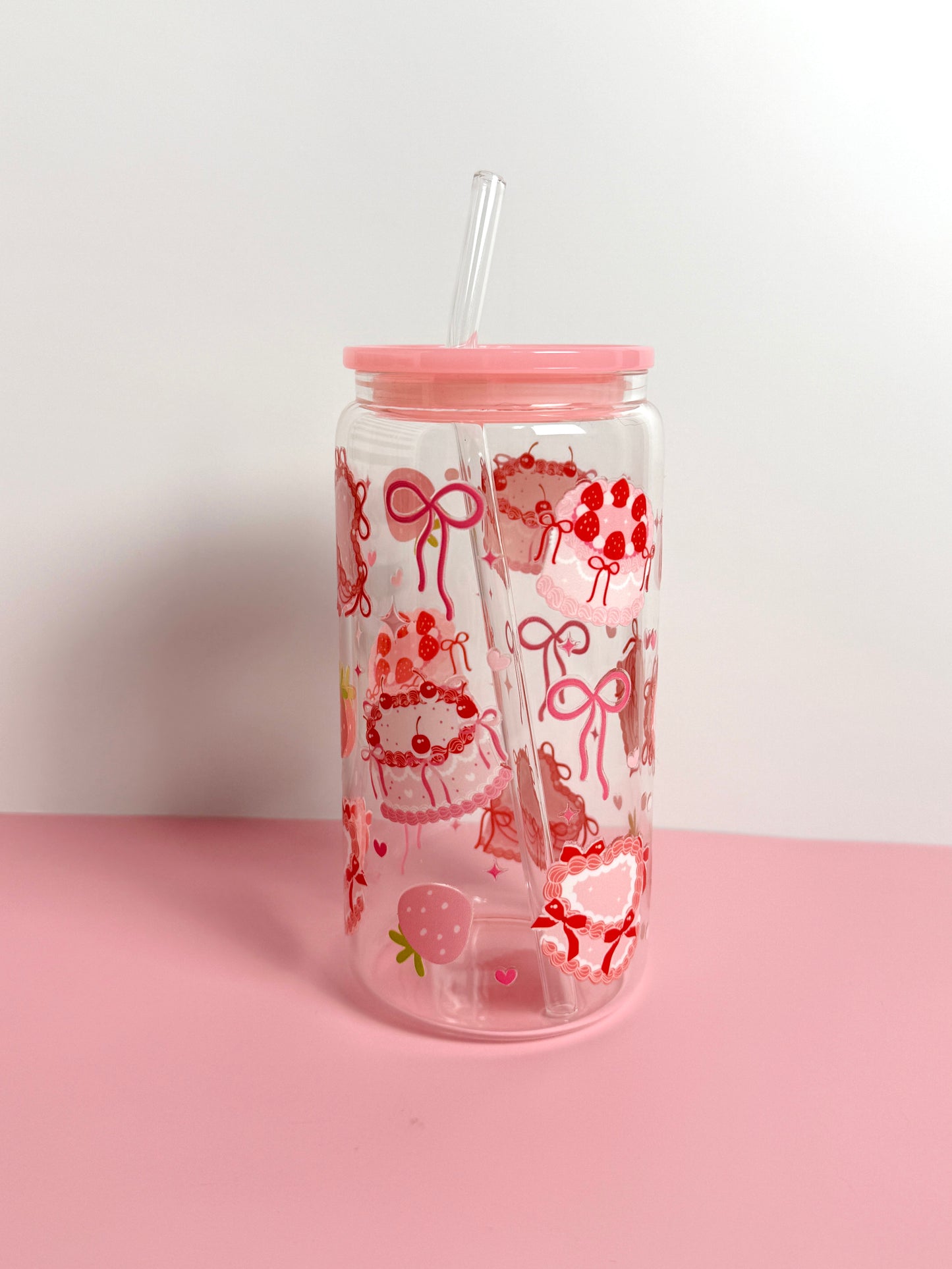 Buttercream Bliss Glass Cup | 16oz Glass Cup with Lid