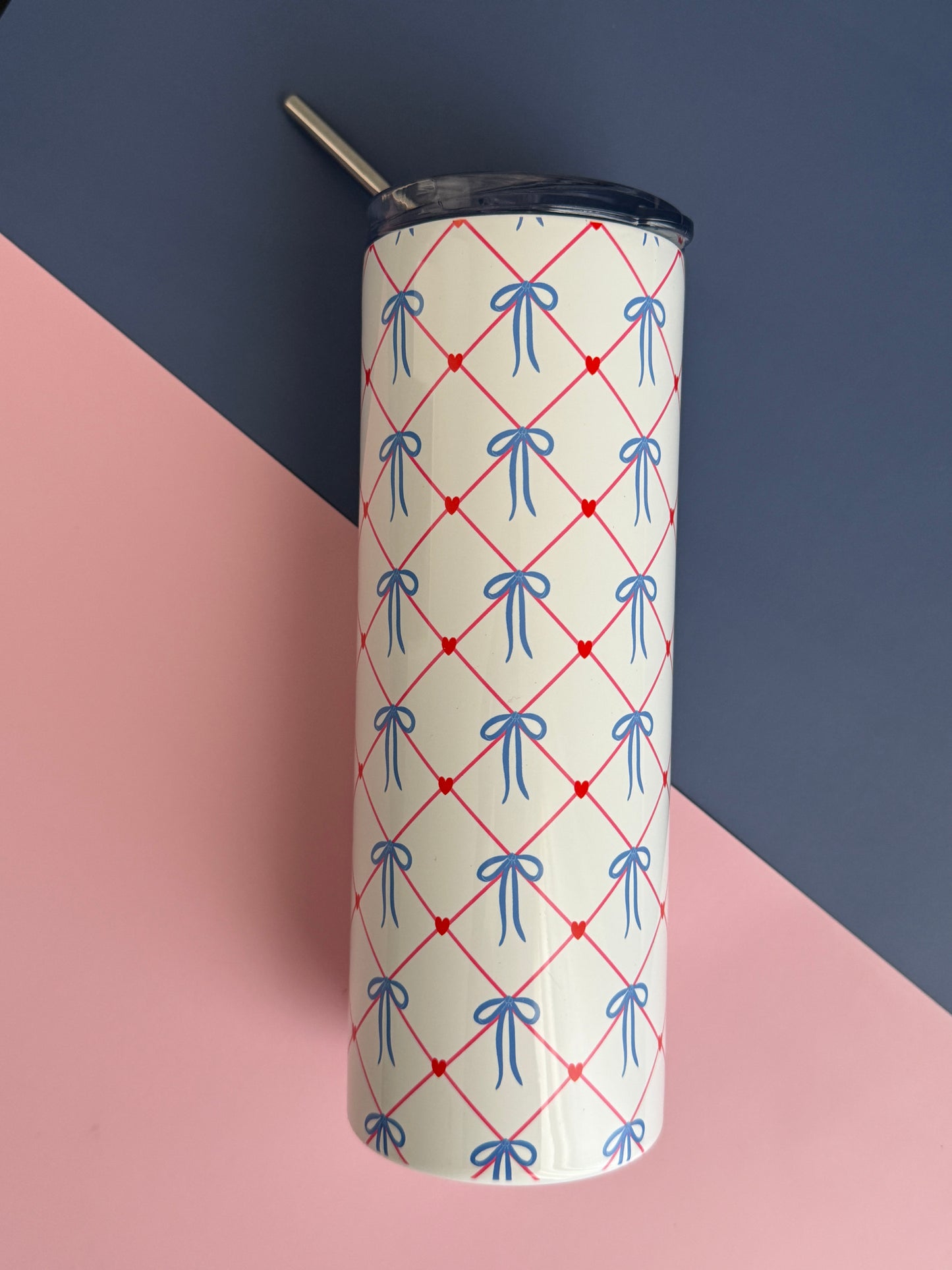 Love Knot Tumbler- 20oz stainless Steel Floral Insulated Cup with Lid & Straw