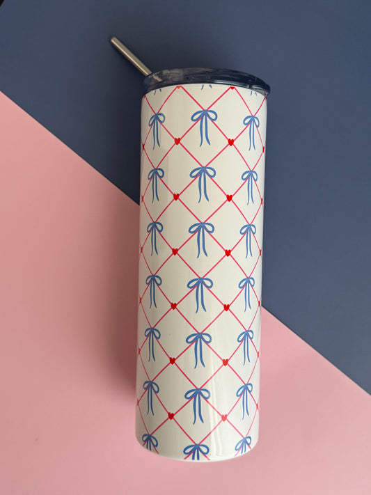 Love Knot Tumbler- 20oz stainless Steel Floral Insulated Cup with Lid & Straw