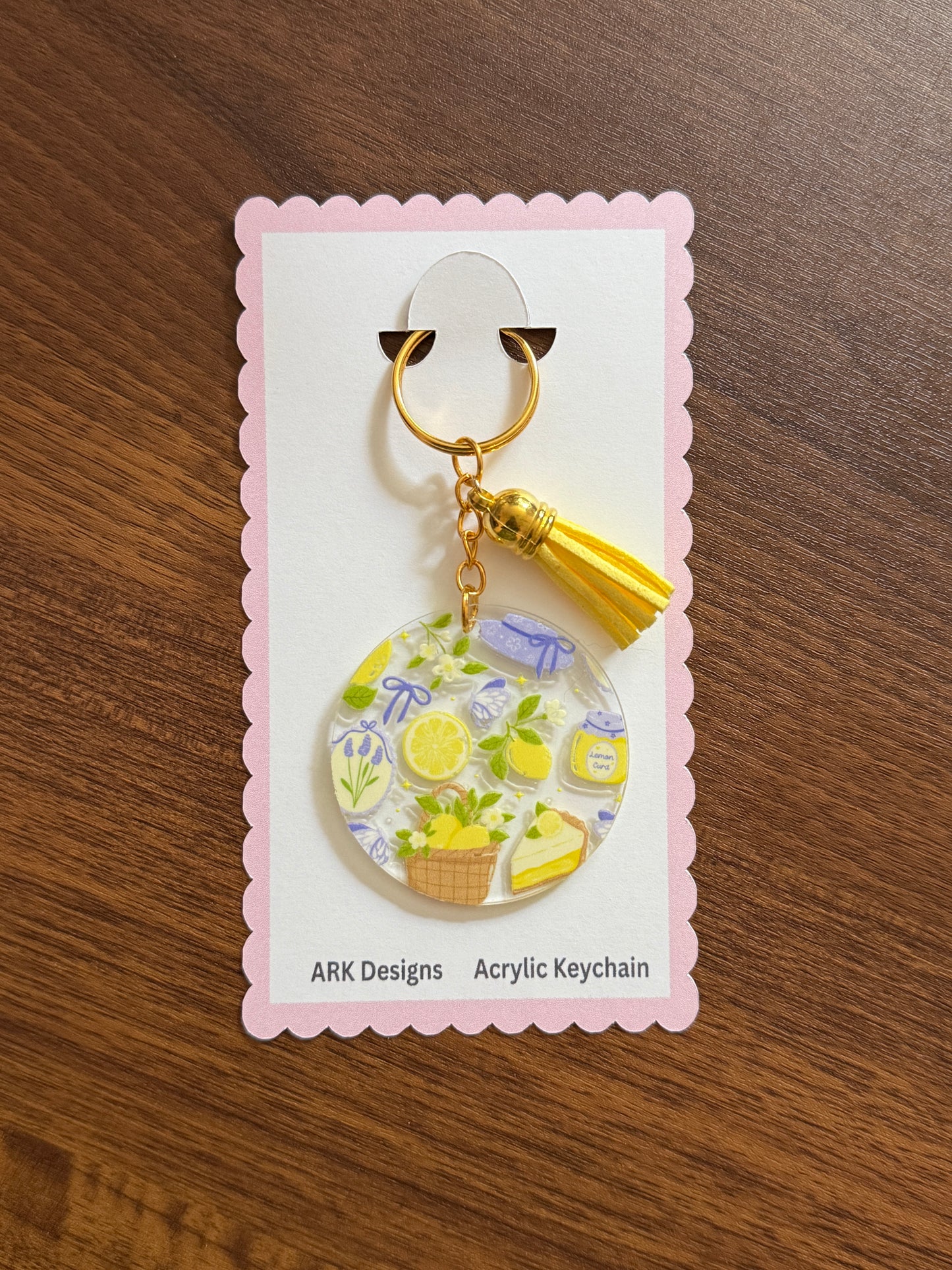 Acrylic Keychain with Tassel | Double-Sided UV DTF Design | Gold Hardware