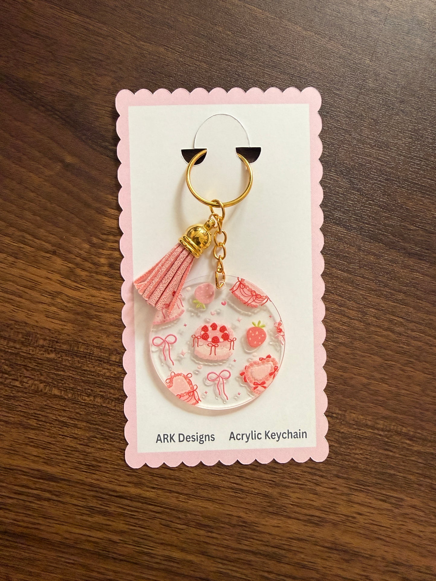Acrylic Keychain with Tassel | Double-Sided UV DTF Design | Gold Hardware