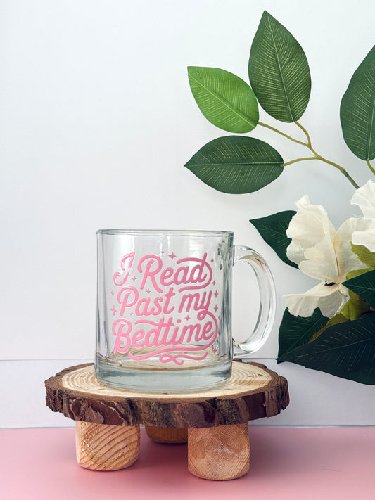 I Read Past My Bedtime Glass Mug | 130z clear mug for coffee and book lovers