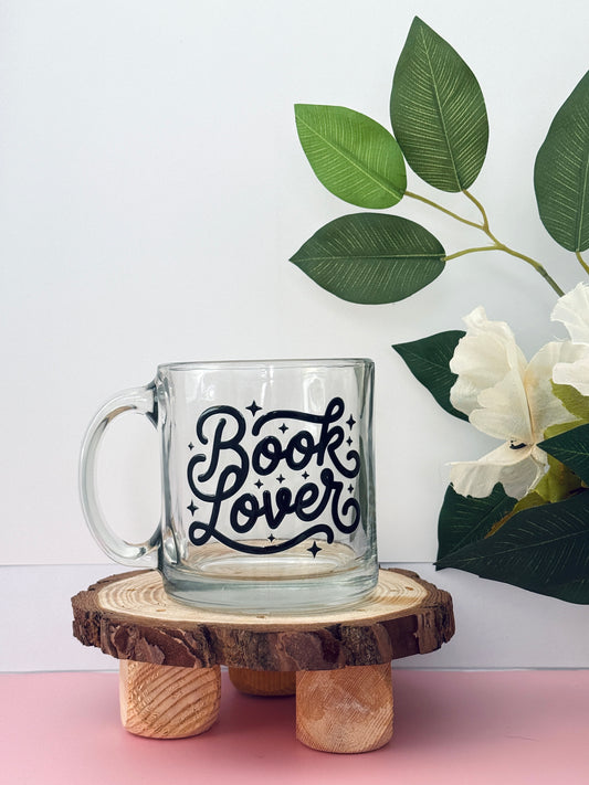 Book Lover Glass Mug | 130z clear mug for coffee and book lovers