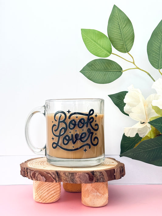 Book Lover Glass Mug | 130z clear mug for coffee and book lovers