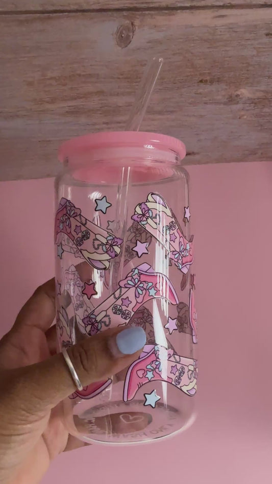 Cowgirl boots Glass Tumbler | 16oz glass cup
