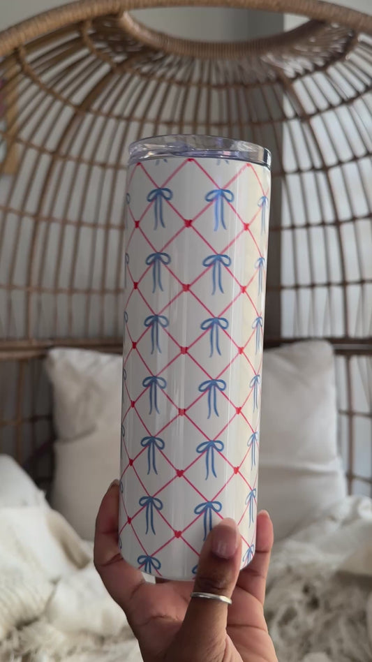Love Knot Tumbler- 20oz stainless Steel Floral Insulated Cup with Lid & Straw