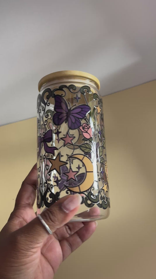Secret Garden glass cup | 16oz glass cup