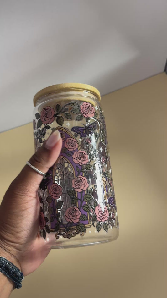 Fantasy fairytale glass cup | 16oz glass cup