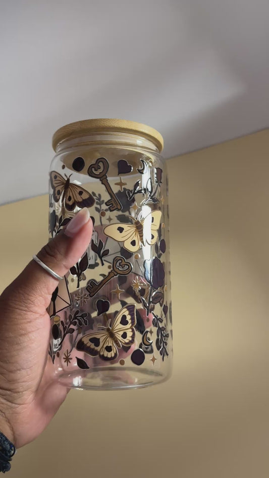 Mystery butterfly glass cup | 16oz glass cup