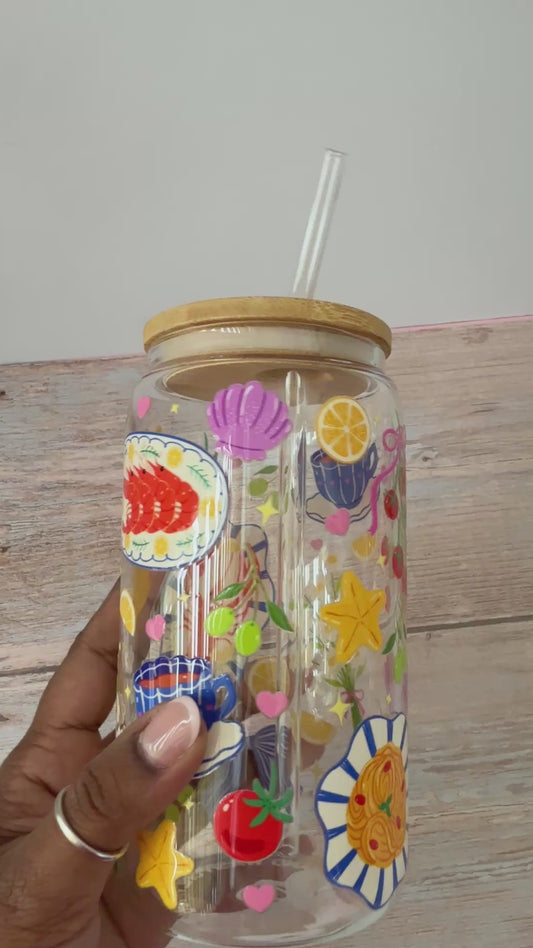 Italian Summers Glass Tumbler | 16oz glass cup